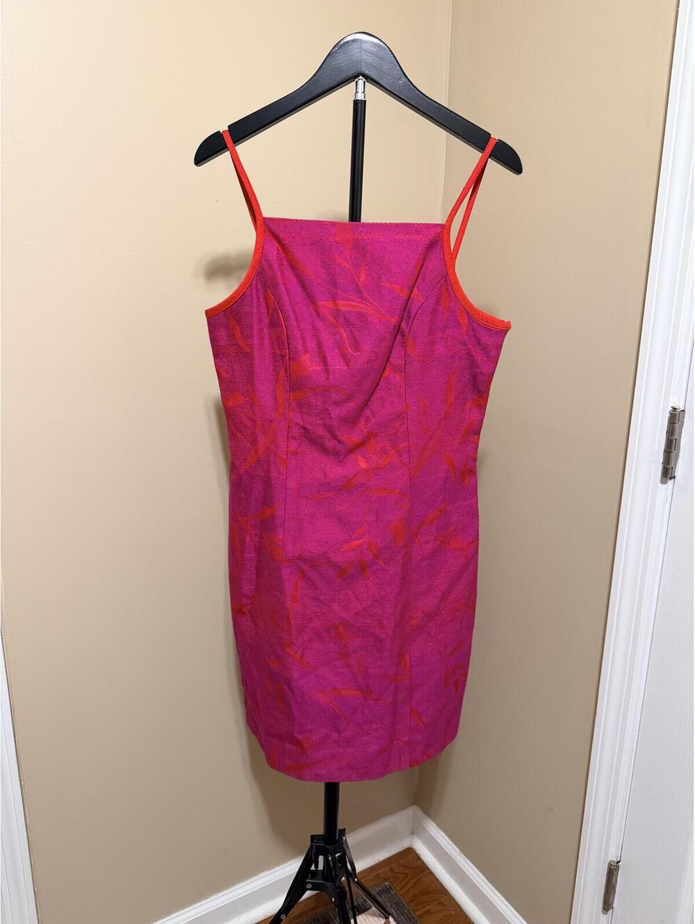 Vintage Linda Segal Couture Pink Red Slip Dress Women’s Size 2 Y2K Bodycon Mini